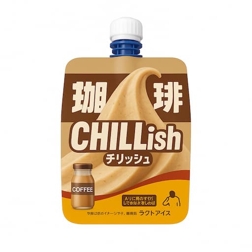 ロッテ クーリッシュ コーヒーのパッケージ写真。レトロな瓶コーヒー風デザインと「飲むアイス」のロゴが印象的な限定フレーバー。