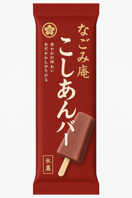 井村屋の人気アイス『こしあんバー』パッケージ画像。上品な甘さとあずきの風味が楽しめる期間限定再販アイスバー。