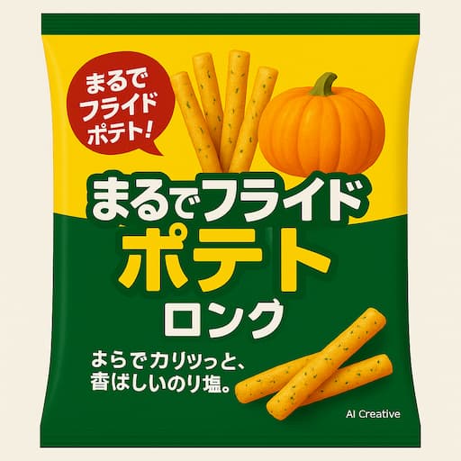 カルビー「サッポロポテトロング のりしお味」パッケージ画像。緑と黄色のツートンカラーで、のりの香りと塩味が魅力の期間限定スナック。