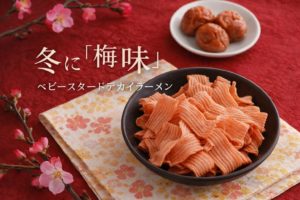 梅味のベビースタードデカイラーメンを器に盛り付けた和風イメージ写真