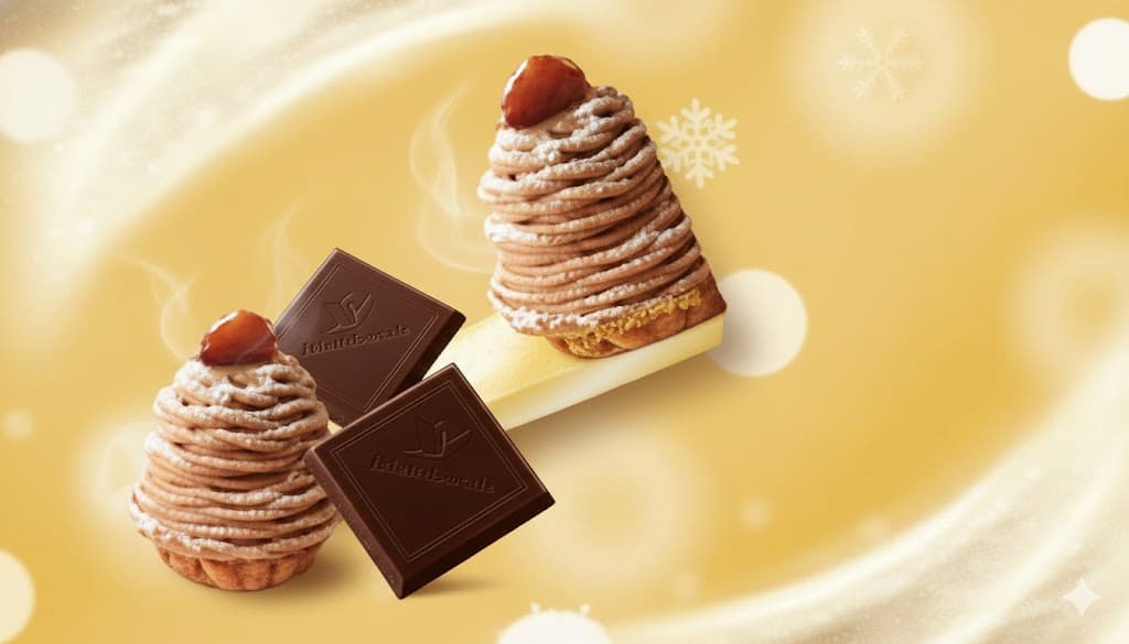 冬限定のご褒美チョコ「カレ・ド・ショコラ＜冬のモンブラン＞」。 モンブランをイメージしたスパイラル形状のチョコレートと、クリーミーな断面を写したアイキャッチ画像。