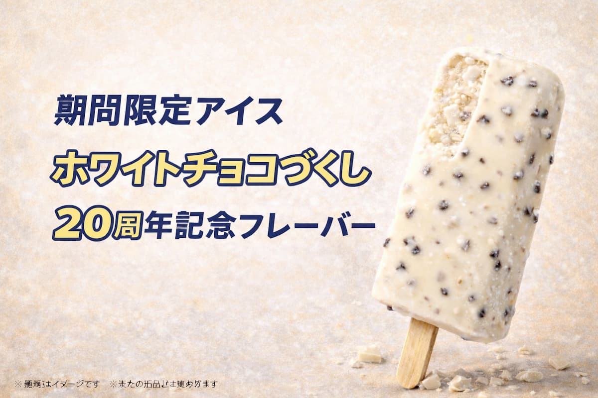 ホワイトチョココーティングとチョコチップ入りのアイスバーを表現した期間限定フレーバーのイメージ画像