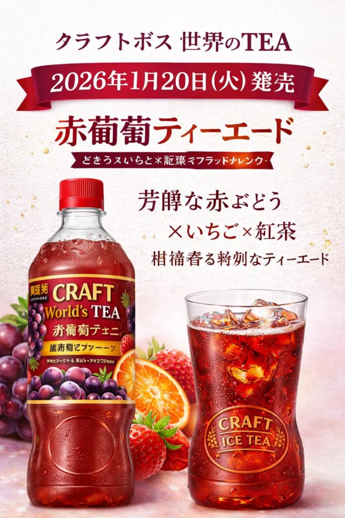 赤ぶどうと柑橘をイメージしたフルーツティーをグラスに注ぐ、オリジナル飲料のイメージ画像
