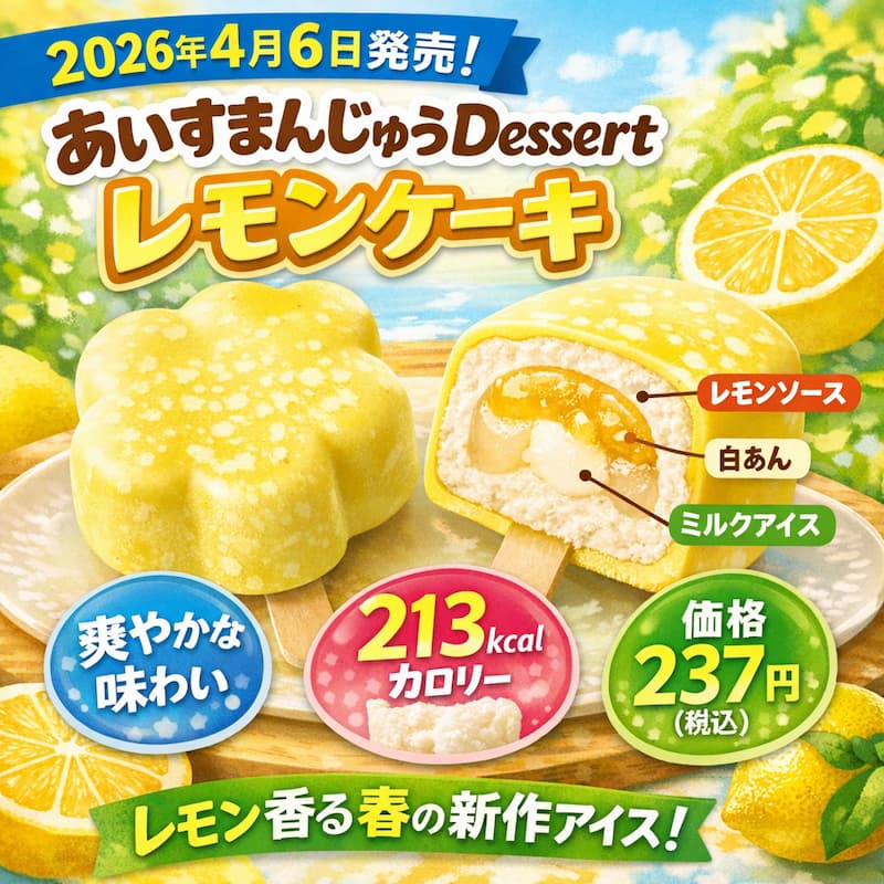 あいすまんじゅうDessert レモンケーキのイメージ画像|レモンソースと白あん入りミルクアイスをレモン風味チョコでコーティングした春の新作アイス