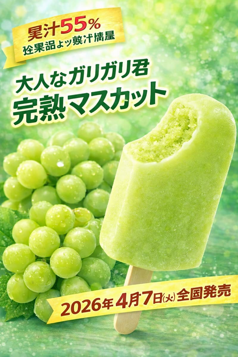 完熟マスカット風アイスキャンディーのイメージ|果汁たっぷりのぶどう味とシャリっと食感の氷菓